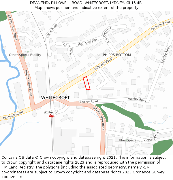 DEANEND, PILLOWELL ROAD, WHITECROFT, LYDNEY, GL15 4RL: Location map and indicative extent of plot