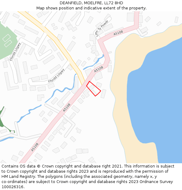 DEANFIELD, MOELFRE, LL72 8HD: Location map and indicative extent of plot