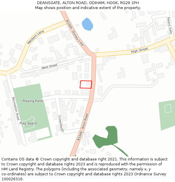 DEANSGATE, ALTON ROAD, ODIHAM, HOOK, RG29 1PH: Location map and indicative extent of plot