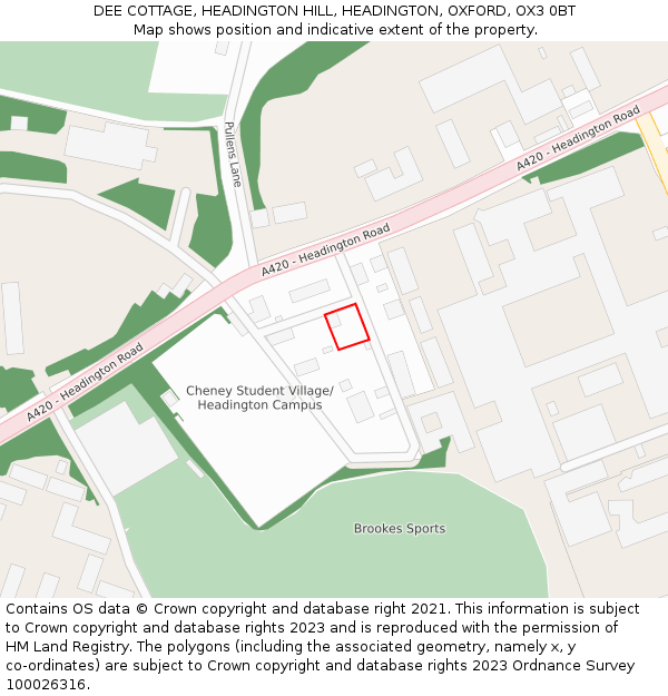 DEE COTTAGE, HEADINGTON HILL, HEADINGTON, OXFORD, OX3 0BT: Location map and indicative extent of plot