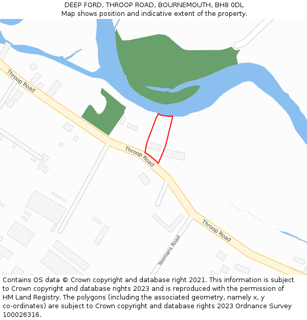 DEEP FORD, THROOP ROAD, BOURNEMOUTH, BH8 0DL: Location map and indicative extent of plot