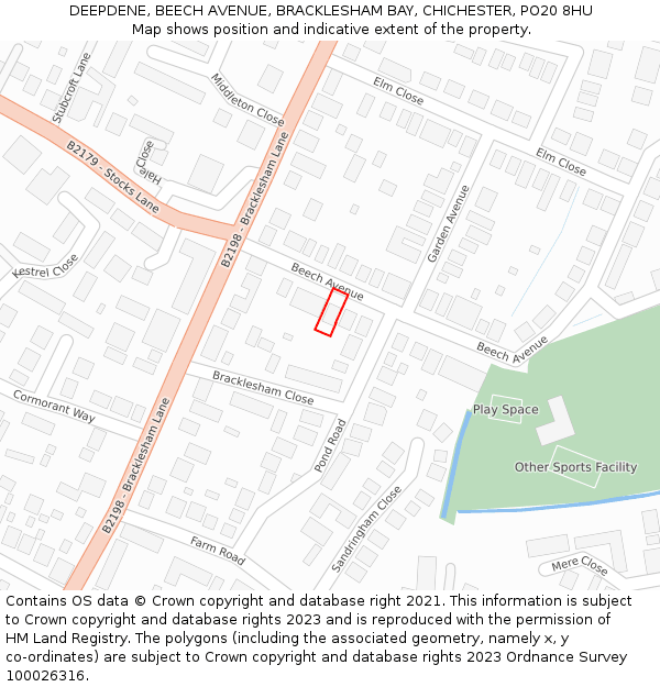 DEEPDENE, BEECH AVENUE, BRACKLESHAM BAY, CHICHESTER, PO20 8HU: Location map and indicative extent of plot