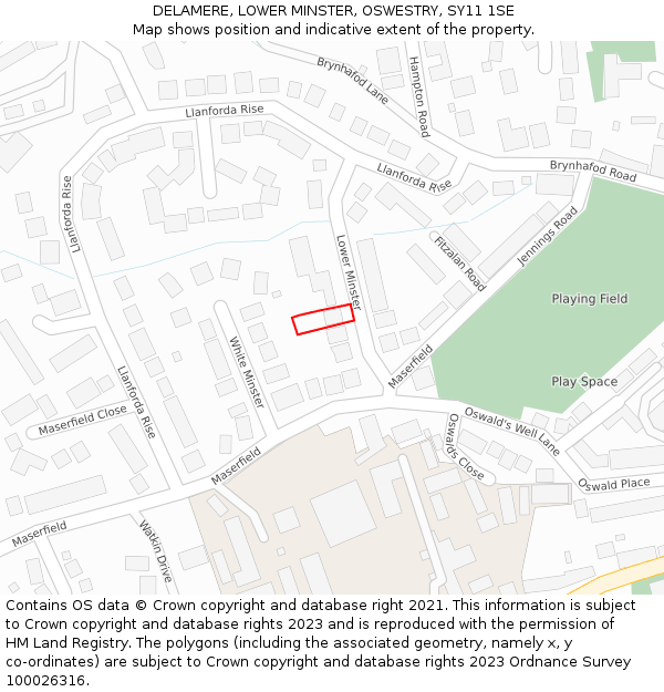 DELAMERE, LOWER MINSTER, OSWESTRY, SY11 1SE: Location map and indicative extent of plot