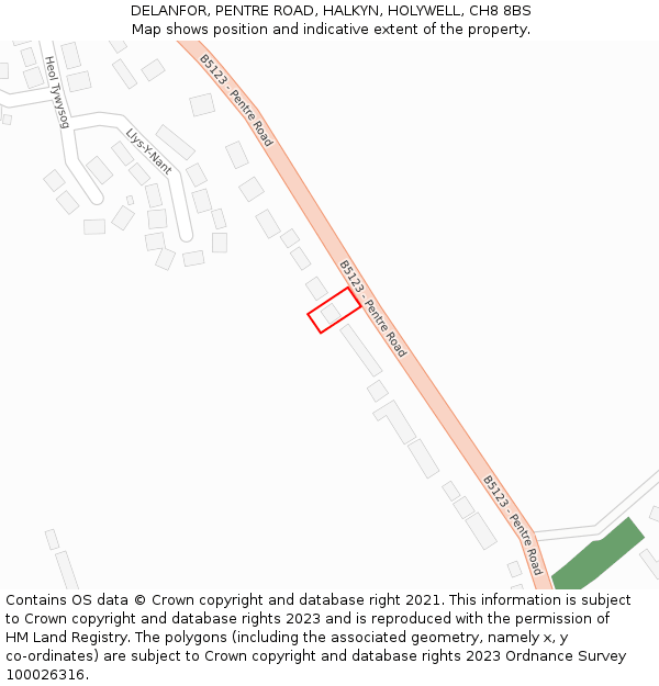 DELANFOR, PENTRE ROAD, HALKYN, HOLYWELL, CH8 8BS: Location map and indicative extent of plot