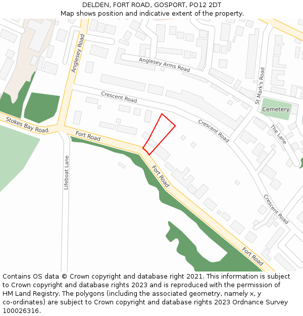 DELDEN, FORT ROAD, GOSPORT, PO12 2DT: Location map and indicative extent of plot