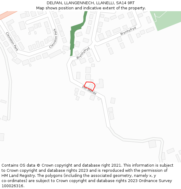 DELFAN, LLANGENNECH, LLANELLI, SA14 9RT: Location map and indicative extent of plot