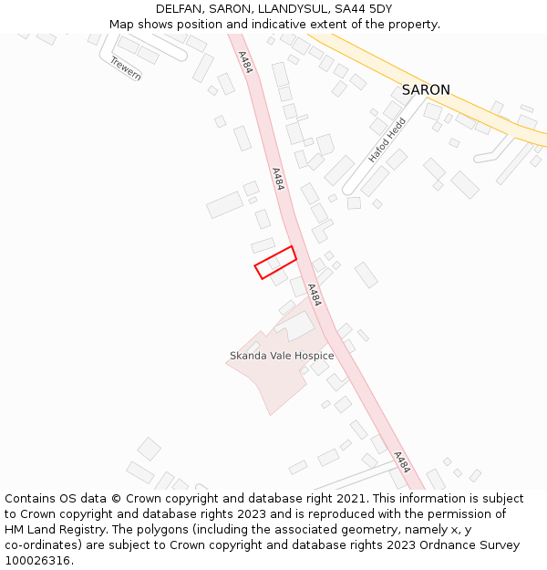 DELFAN, SARON, LLANDYSUL, SA44 5DY: Location map and indicative extent of plot