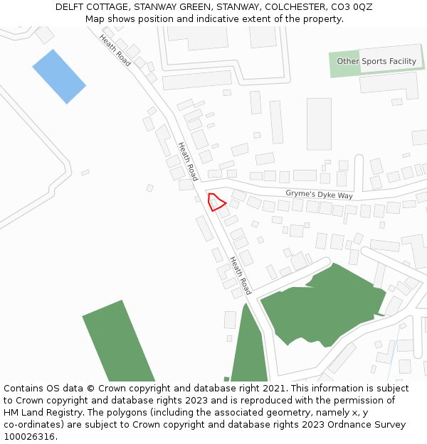 DELFT COTTAGE, STANWAY GREEN, STANWAY, COLCHESTER, CO3 0QZ: Location map and indicative extent of plot