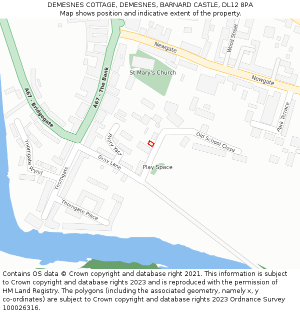 DEMESNES COTTAGE, DEMESNES, BARNARD CASTLE, DL12 8PA: Location map and indicative extent of plot