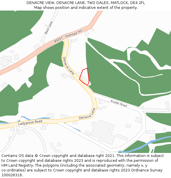 DENACRE VIEW, DENACRE LANE, TWO DALES, MATLOCK, DE4 2FL: Location map and indicative extent of plot