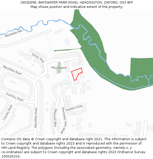 DENDERE, BAYSWATER FARM ROAD, HEADINGTON, OXFORD, OX3 8FP: Location map and indicative extent of plot