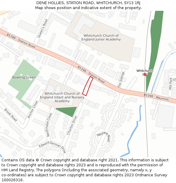 DENE HOLLIES, STATION ROAD, WHITCHURCH, SY13 1RJ: Location map and indicative extent of plot