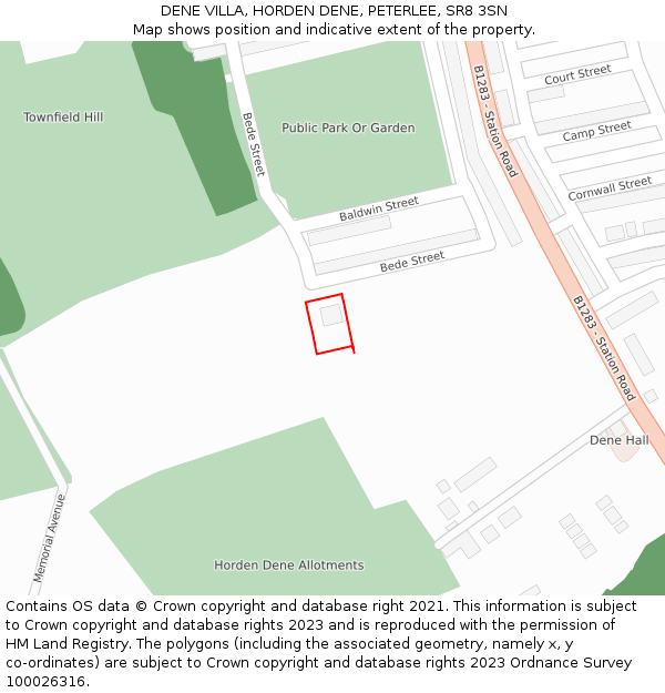 DENE VILLA, HORDEN DENE, PETERLEE, SR8 3SN: Location map and indicative extent of plot