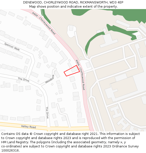 DENEWOOD, CHORLEYWOOD ROAD, RICKMANSWORTH, WD3 4EP: Location map and indicative extent of plot