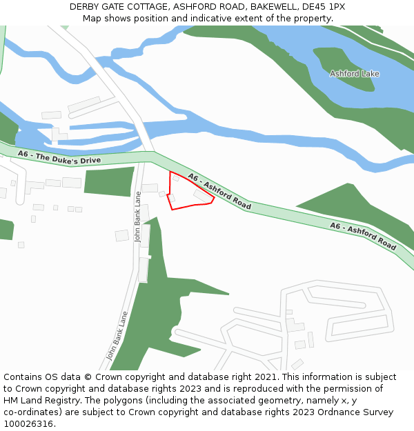 DERBY GATE COTTAGE, ASHFORD ROAD, BAKEWELL, DE45 1PX: Location map and indicative extent of plot