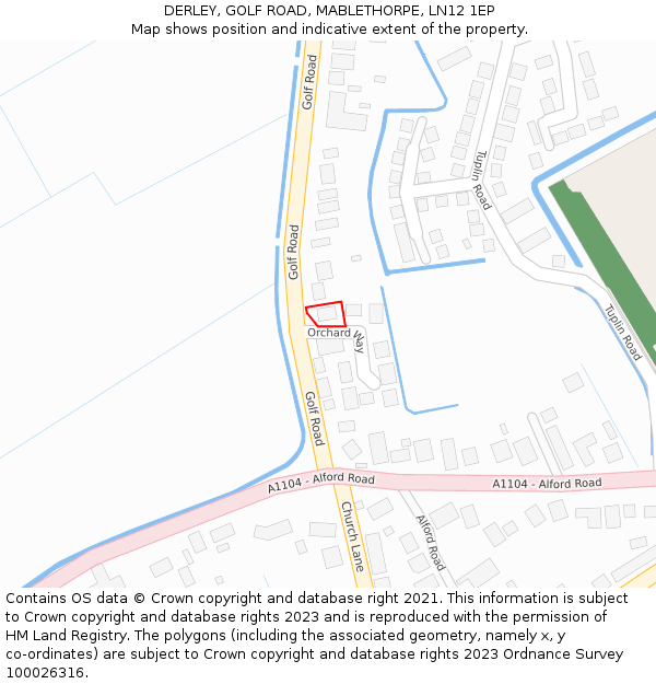 DERLEY, GOLF ROAD, MABLETHORPE, LN12 1EP: Location map and indicative extent of plot