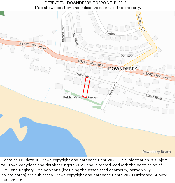 DERRYDEN, DOWNDERRY, TORPOINT, PL11 3LL: Location map and indicative extent of plot