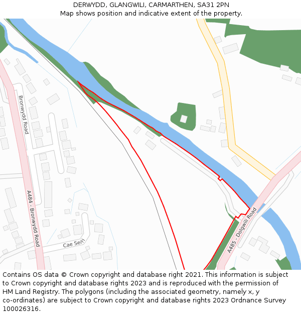 DERWYDD, GLANGWILI, CARMARTHEN, SA31 2PN: Location map and indicative extent of plot