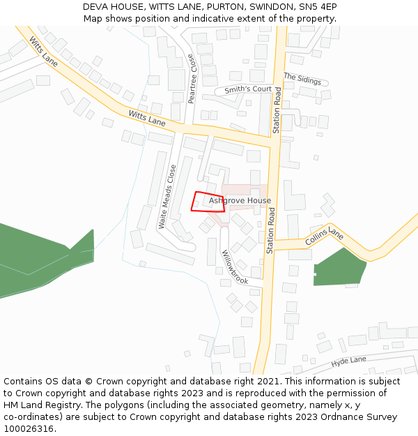 DEVA HOUSE, WITTS LANE, PURTON, SWINDON, SN5 4EP: Location map and indicative extent of plot