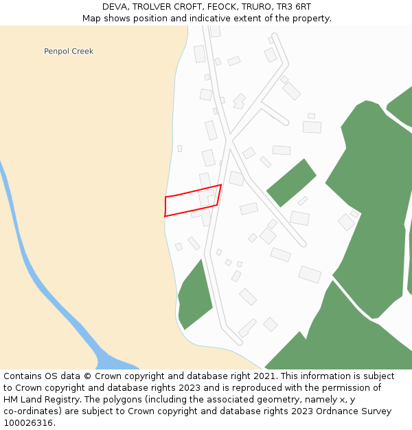 DEVA, TROLVER CROFT, FEOCK, TRURO, TR3 6RT: Location map and indicative extent of plot