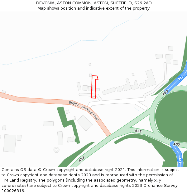 DEVONIA, ASTON COMMON, ASTON, SHEFFIELD, S26 2AD: Location map and indicative extent of plot