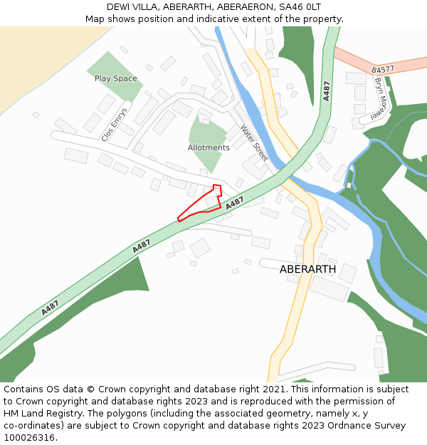 DEWI VILLA, ABERARTH, ABERAERON, SA46 0LT: Location map and indicative extent of plot