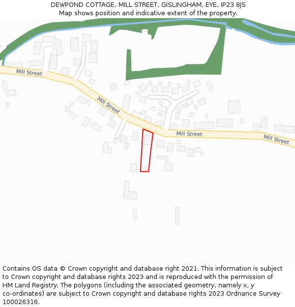 DEWPOND COTTAGE, MILL STREET, GISLINGHAM, EYE, IP23 8JS: Location map and indicative extent of plot