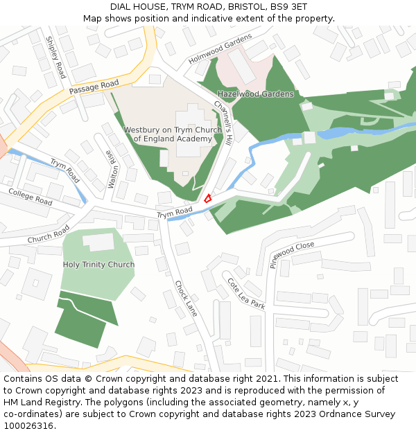 DIAL HOUSE, TRYM ROAD, BRISTOL, BS9 3ET: Location map and indicative extent of plot