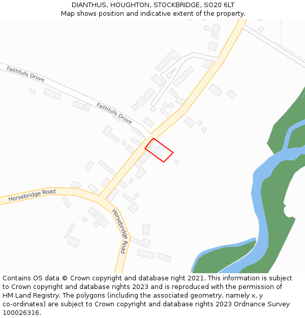 DIANTHUS, HOUGHTON, STOCKBRIDGE, SO20 6LT: Location map and indicative extent of plot
