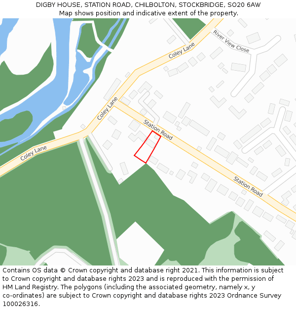 DIGBY HOUSE, STATION ROAD, CHILBOLTON, STOCKBRIDGE, SO20 6AW: Location map and indicative extent of plot