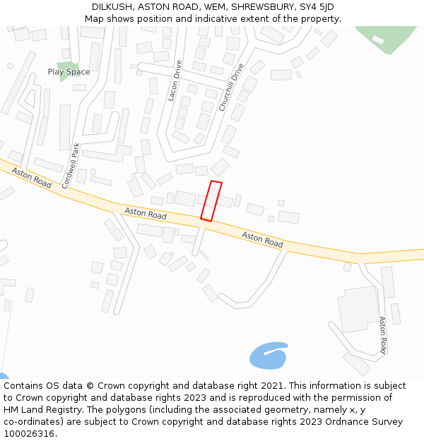 DILKUSH, ASTON ROAD, WEM, SHREWSBURY, SY4 5JD: Location map and indicative extent of plot