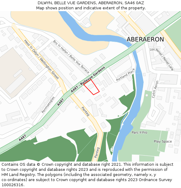 DILWYN, BELLE VUE GARDENS, ABERAERON, SA46 0AZ: Location map and indicative extent of plot