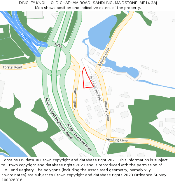 DINGLEY KNOLL, OLD CHATHAM ROAD, SANDLING, MAIDSTONE, ME14 3AJ: Location map and indicative extent of plot