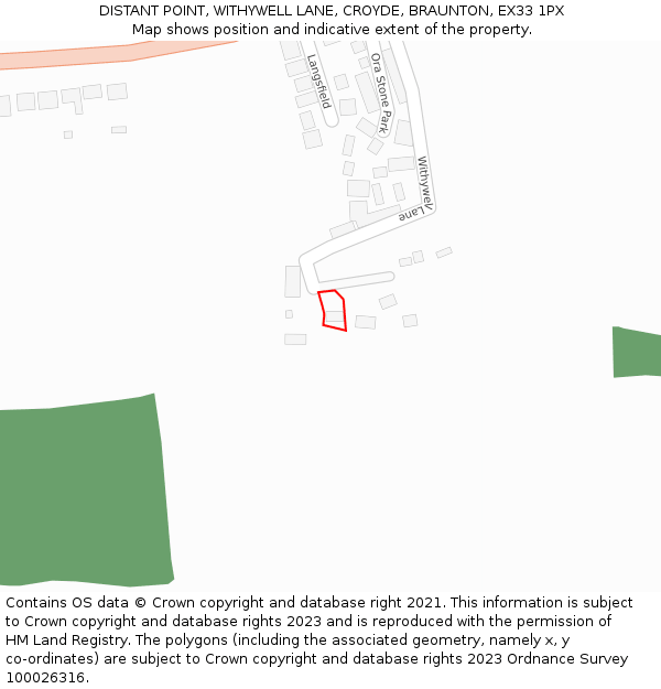 DISTANT POINT, WITHYWELL LANE, CROYDE, BRAUNTON, EX33 1PX: Location map and indicative extent of plot