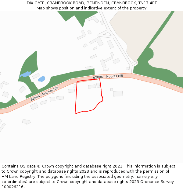 DIX GATE, CRANBROOK ROAD, BENENDEN, CRANBROOK, TN17 4ET: Location map and indicative extent of plot