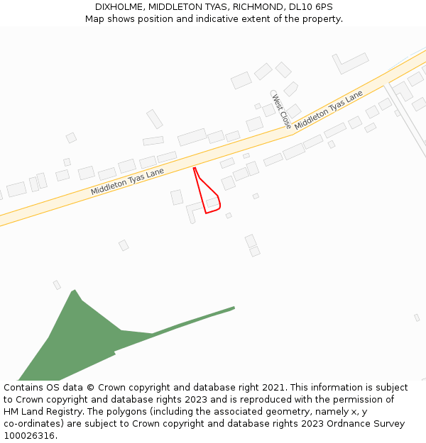 DIXHOLME, MIDDLETON TYAS, RICHMOND, DL10 6PS: Location map and indicative extent of plot