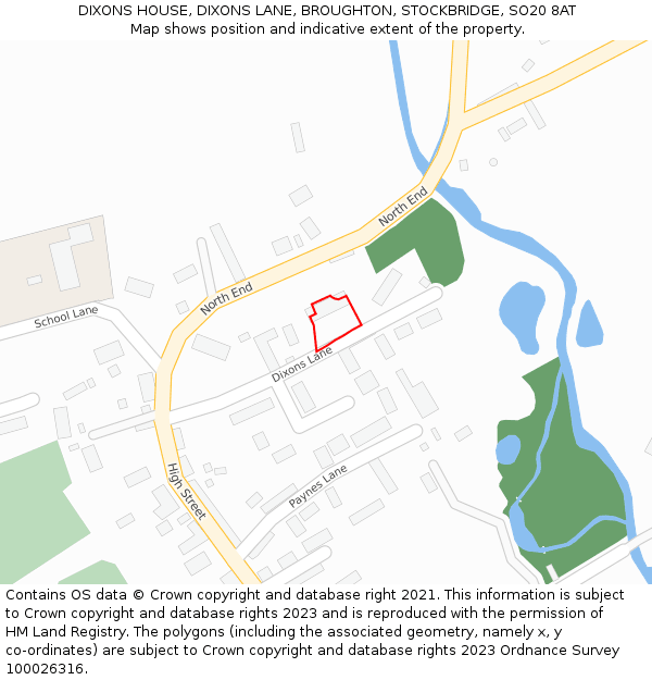 DIXONS HOUSE, DIXONS LANE, BROUGHTON, STOCKBRIDGE, SO20 8AT: Location map and indicative extent of plot