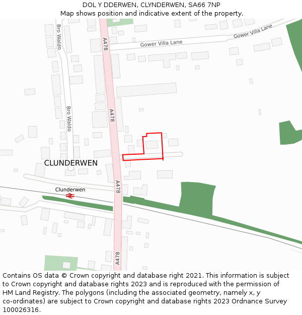 DOL Y DDERWEN, CLYNDERWEN, SA66 7NP: Location map and indicative extent of plot