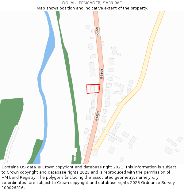 DOLAU, PENCADER, SA39 9AD: Location map and indicative extent of plot