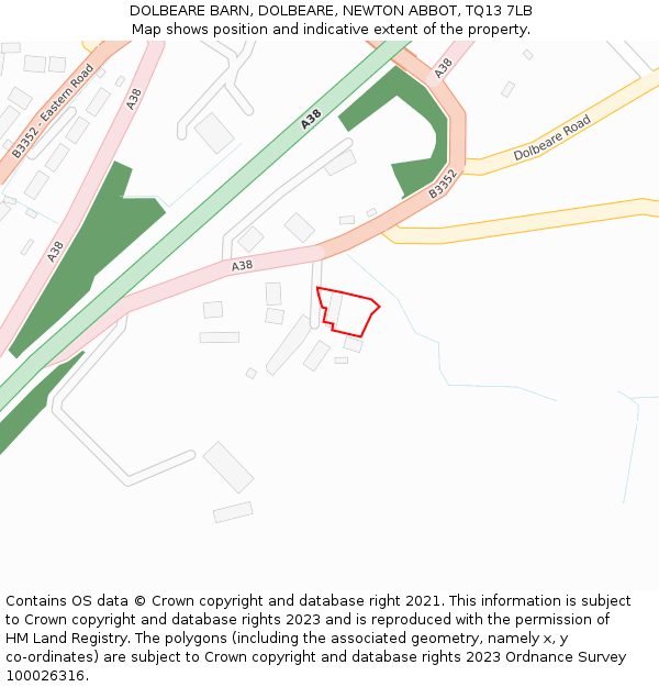 DOLBEARE BARN, DOLBEARE, NEWTON ABBOT, TQ13 7LB: Location map and indicative extent of plot