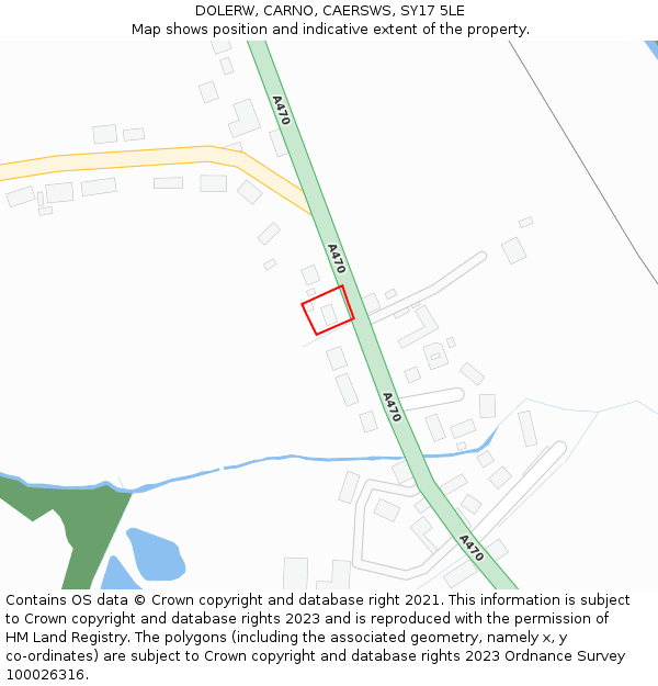 DOLERW, CARNO, CAERSWS, SY17 5LE: Location map and indicative extent of plot