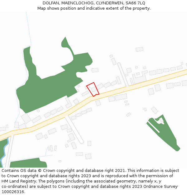 DOLFAN, MAENCLOCHOG, CLYNDERWEN, SA66 7LQ: Location map and indicative extent of plot