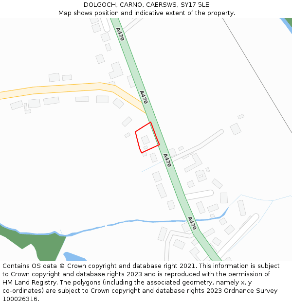 DOLGOCH, CARNO, CAERSWS, SY17 5LE: Location map and indicative extent of plot