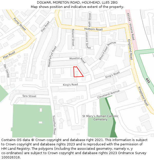 DOLWAR, MORETON ROAD, HOLYHEAD, LL65 2BG: Location map and indicative extent of plot