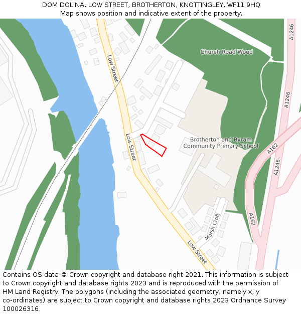 DOM DOLINA, LOW STREET, BROTHERTON, KNOTTINGLEY, WF11 9HQ: Location map and indicative extent of plot