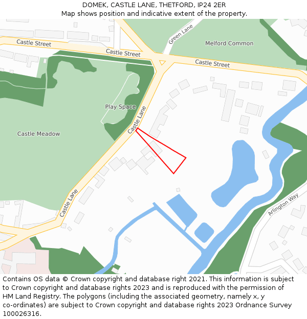 DOMEK, CASTLE LANE, THETFORD, IP24 2ER: Location map and indicative extent of plot