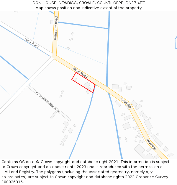 DON HOUSE, NEWBIGG, CROWLE, SCUNTHORPE, DN17 4EZ: Location map and indicative extent of plot