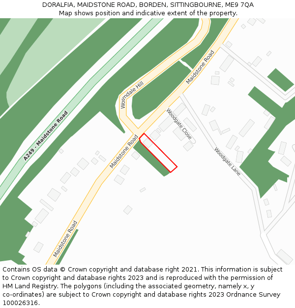 DORALFIA, MAIDSTONE ROAD, BORDEN, SITTINGBOURNE, ME9 7QA: Location map and indicative extent of plot