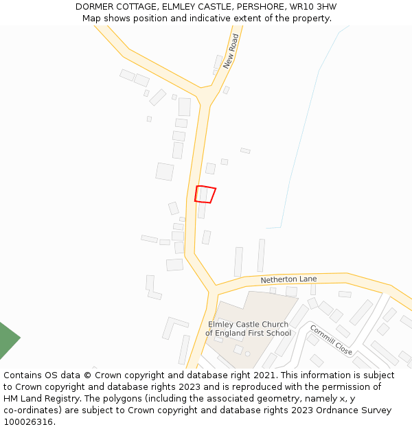 DORMER COTTAGE, ELMLEY CASTLE, PERSHORE, WR10 3HW: Location map and indicative extent of plot