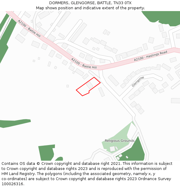 DORMERS, GLENGORSE, BATTLE, TN33 0TX: Location map and indicative extent of plot